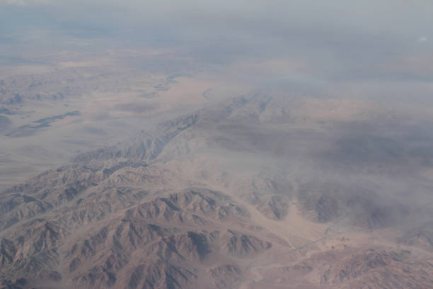 Egypt landscape and cloudscape from the airplane's window in the afternoon