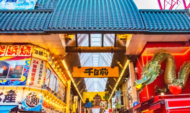 This is a shopping street where you can see long queues at okonomiyaki restaurants.
