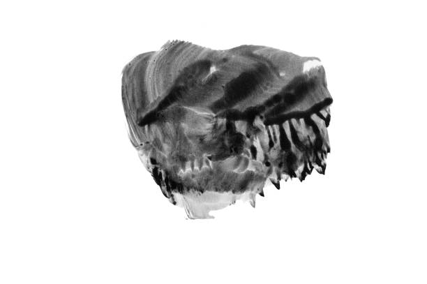 A textured smear of black paint on a white background, creating an abstract and expressive composition. The rough, uneven surface and bold contrast evoke themes of creativity, spontaneity, and artistic experimentation.