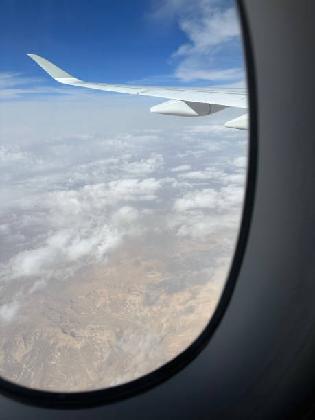 Egypt landscape and cloudscape from the airplane's window in the afternoon