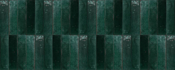 glazed glossy green 3d grunge abstract concrete cement stone tile stripes wall texture background, seamless pattern