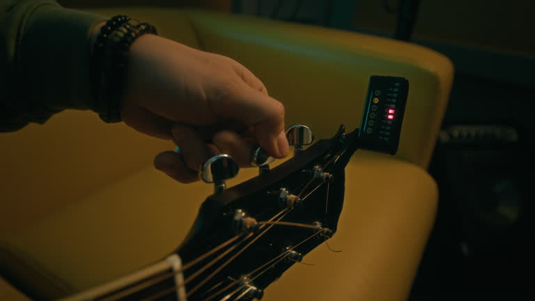 Fixing Digital Electronic Tuner on Guitar Headstock