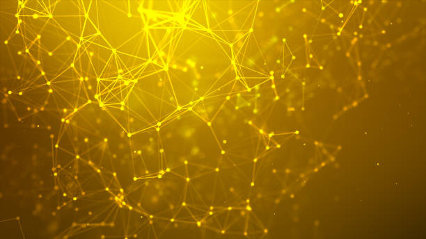 istock Abstract background Dot and connect line for cyber technology futuristic and network connection concept with dark and grain processed wide screen ratio 2202454197