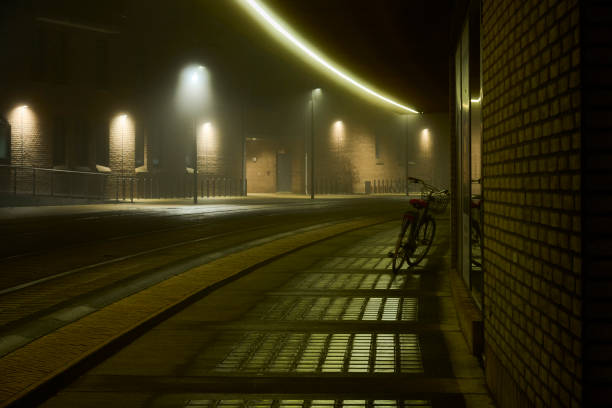 A man takes part in a 24-hour mountain bike race at the Canmore Nordic Centre Provincial Park in Alberta, Canada, at night. The racers use battery-operated headlights mounted to their bicycle helmets and handlebars to ride the course through the night.  (John Gibson Photo / Gibson Pictures)