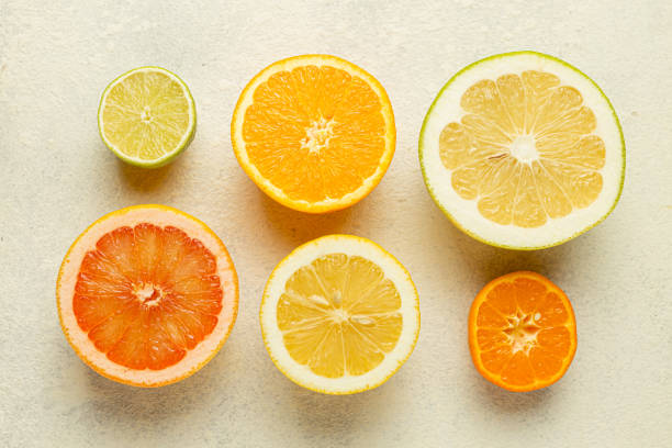 istock A close up of several different colored citrus fruits, including oranges, lemons, and grapefruits 2202456689