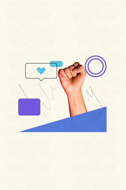 istock 3d vertical image artwork collage of hand show fist gesture bubble heart notification valentine day social media feedback icon 2202457771