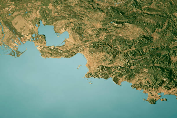 istock Marseille Satellite Topographic Map 3D Render True Color 2202458114