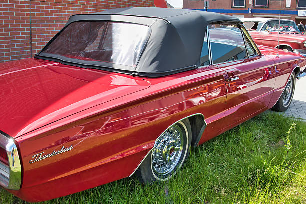 Uithuizen, Netherlands, 5-21-2022. Vintage red Ford Thunderbird convertible at a classic car show in Uithuizen, Groningen, the Netherlands.