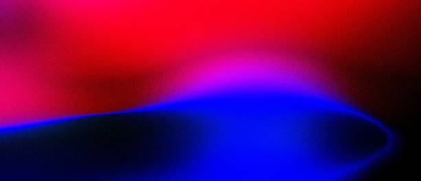 istock Grainy gradient divided neon blue red wavy abstract background banner 2202459706