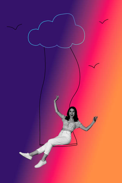 istock 3D collage design composite artwork sketch of young lady happy smile sit swings sky cloud bird fly dream relax outdoors surreal copyspace 2202461151