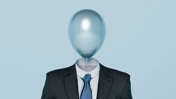 istock Balloon Head in Black Suit, Creativity, Pressure, and Identity, 3D Render 2202463232