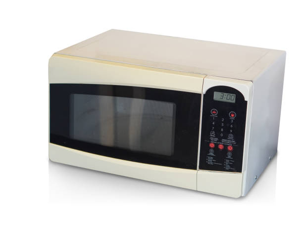 istock front view old white microwave oven placed on isolated background, technology, object, ferniture, copy space 2202464610
