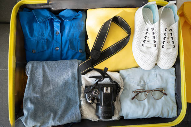 istock Neatly Packed Suitcase  Travel Essentials for a Stylish Journey 2202471233