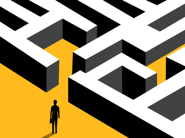 istock Businessman Standing at Maze Entrance. business concept 2202472697