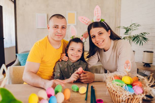 istock Happy family at Easter 2202475661