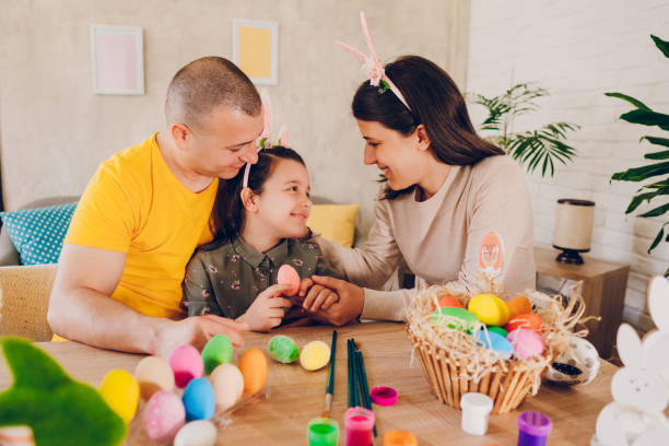 istock Happy family at Easter 2202477828