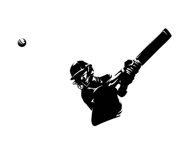 プロ野球選手のバット抽象的な分離ベクトル シルエットインク描画で