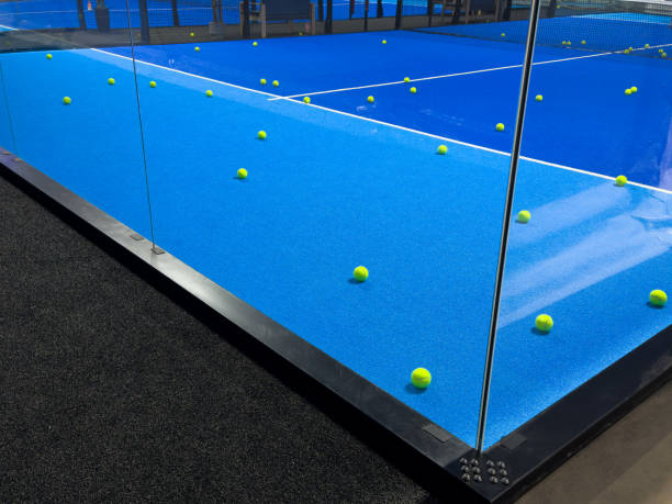 istock Padel court with lines and net indoor 2202478665