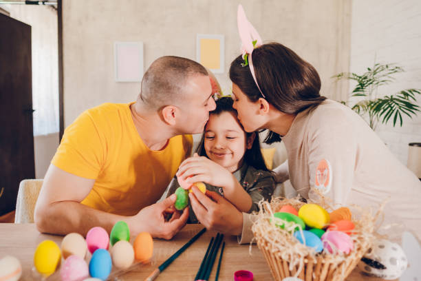istock Happy family at Easter 2202478709