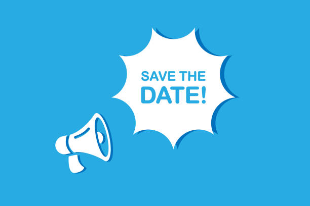 istock Save the Date speech bubble with megaphone. Save the Date web banner for business, marketing and advertising. Vector illustration. 2202485099