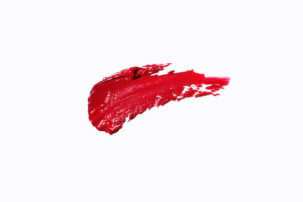istock Red smear swipe isolated on white background texture beauty lipstick swatch 2202490269
