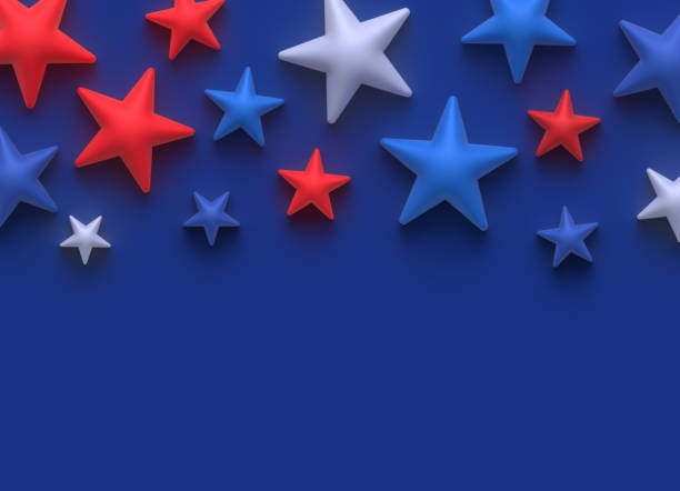 Star shape US holiday American US patriotic edge 3D border background pattern.