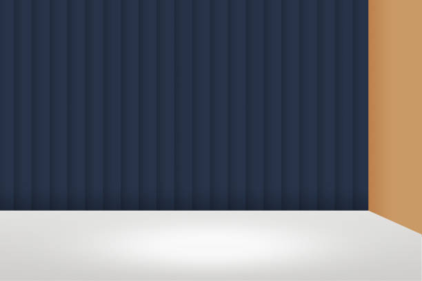 istock Blue and Orange copy space Room with different walls and floor, backdrop minimalist concept design 2202503204
