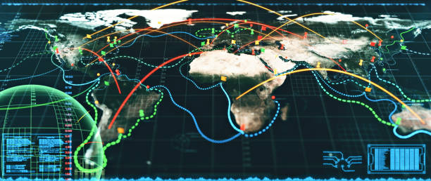 istock Worldwide surveillance concept strategic world map 2202504490