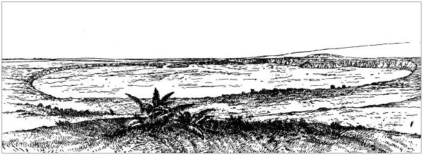 Antique illustration (1898): Crater, Kilauea, Mauna Loa Volcano, Hawaii