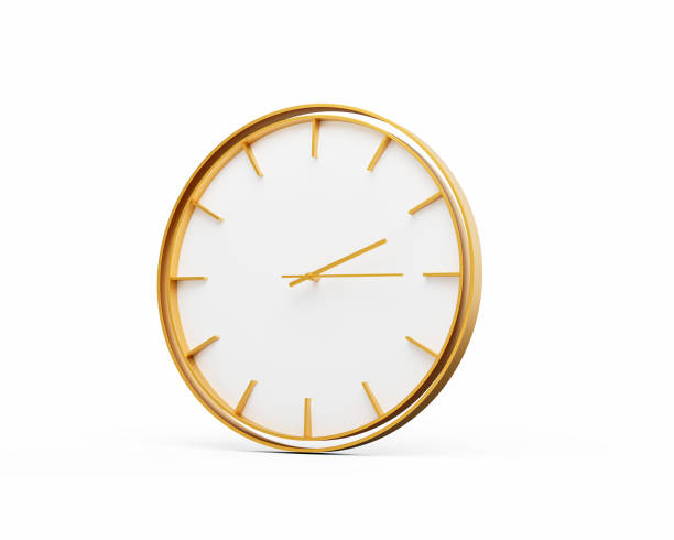 istock Minimalistic Golden Frame Wall Clock 02:15 Two Fifteen 2:15 For Modern Interiors 3D Illustration 2202504705