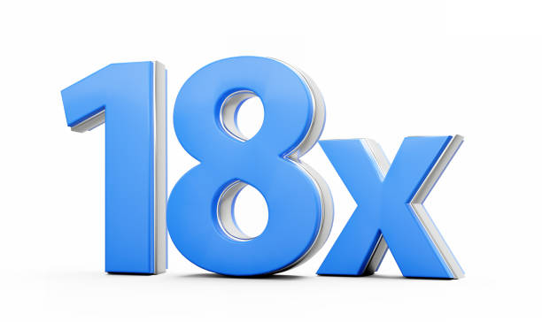 istock Blue 18x Eighteen x Or 18 Times For Advertising And Dynamic Sales Presentations 3D Illustration 2202504827
