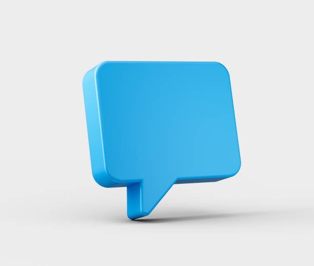 istock 3D Blue chat icon, symbolizing messaging, communication and conversation. 3d illustration 2202504911