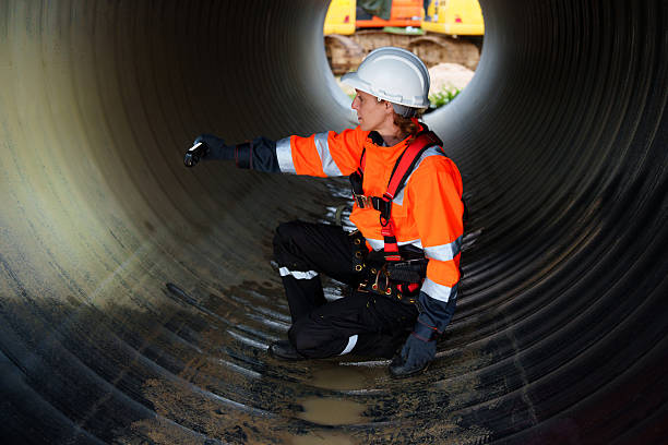 istock A female mechanical engineer in safety uniform is inspecting and examining a piping system for a new construction project of a large industrial building. 2202509231