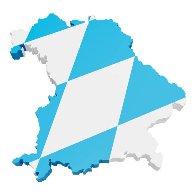The German state Bavaria (Bayern) highlighted and covered according to the checkered white and blue flag. Isolated on pure white background for better separation