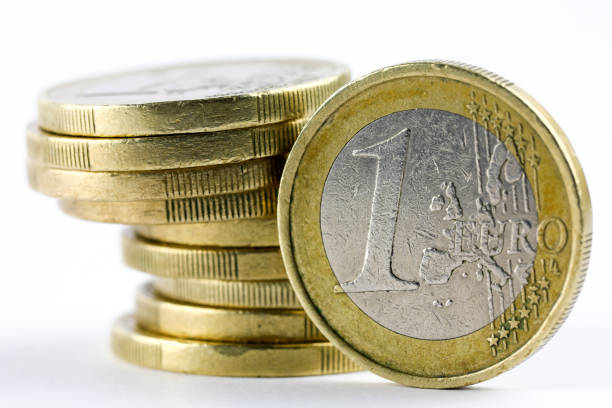 istock Stack of European coins, EUR currency 2202516328