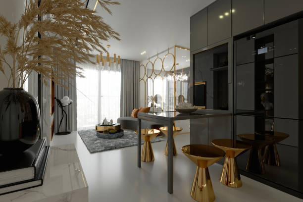 istock 3d render of living room and dining space 2202517549