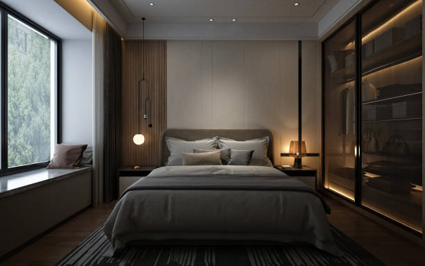istock 3d render modern bedroom hotel room 2202518393
