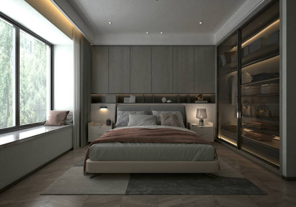 istock 3d render modern bedroom hotel room 2202518394