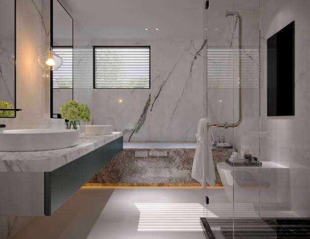 istock 3d render of luxury bathroom 2202518397