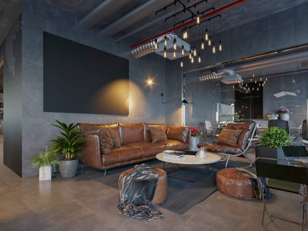 istock 3d render of working office with leather sofa and chairs 2202518401