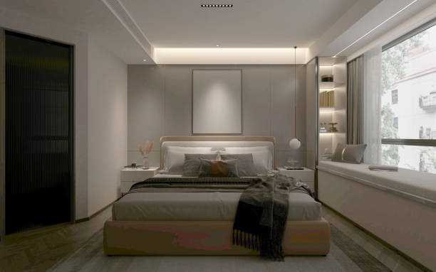 istock 3d render modern bedroom hotel room 2202518441