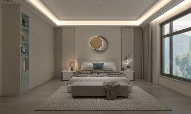 istock 3d render modern bedroom hotel room 2202518447