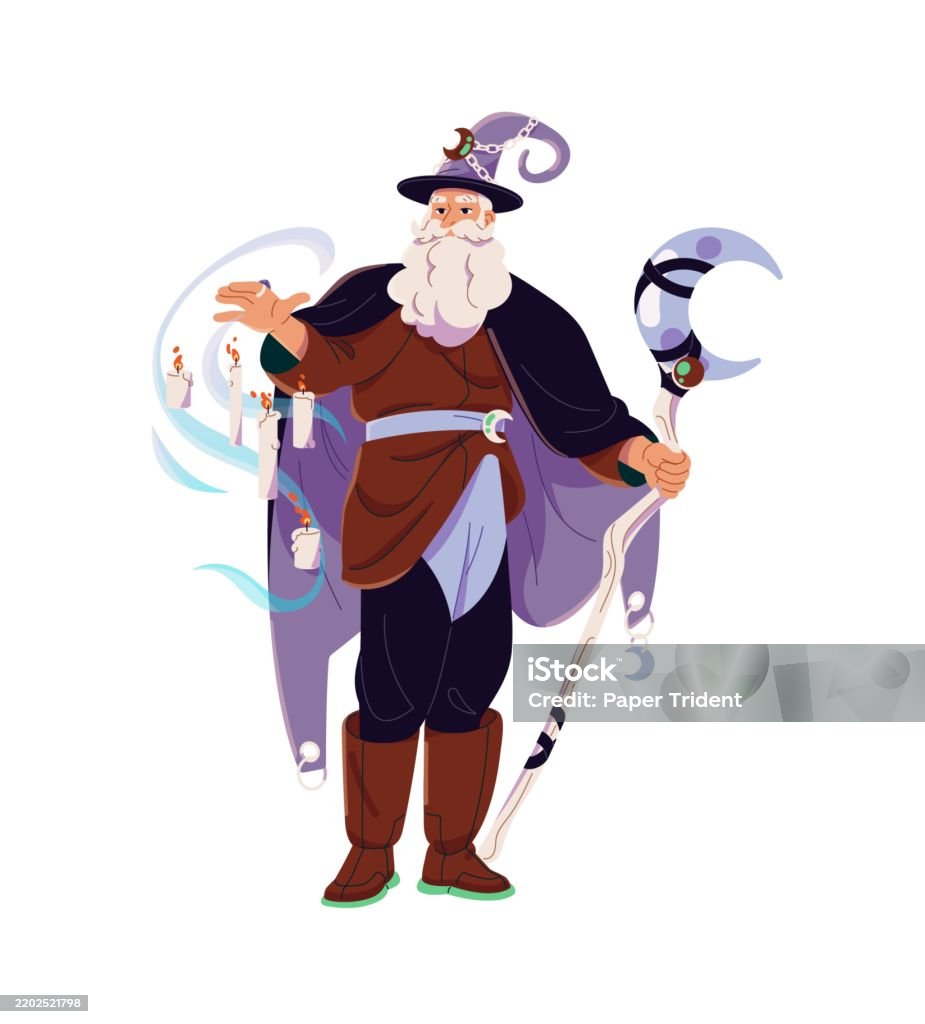 Medieval Magic Roles Medieval Wizard Old Magic Character Spells Bearded Magician In Cloak ...