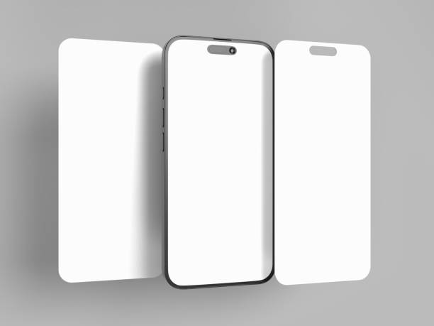 istock Smartphone mockup with social media stories interface mockup. Mobile app page template for creative design showcase user carousel post feed. Minimal design interface template 2202522649