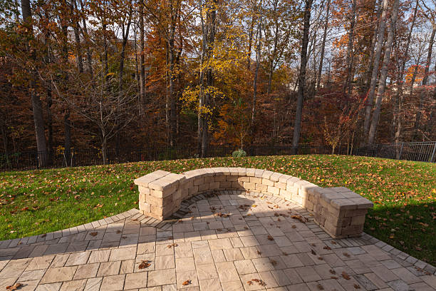 istock Scenic Backyard with Stone Wall in Autumn 2202530286