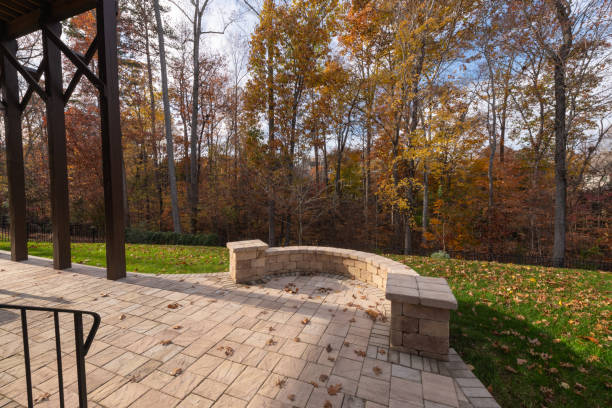 istock Autumn Patio with Stone Wall and Railings 2202530311