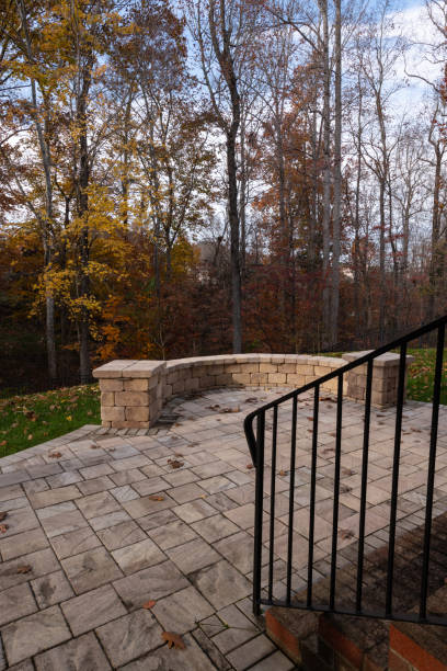 istock Autumn Patio with Stone Wall and Railings 2202530320