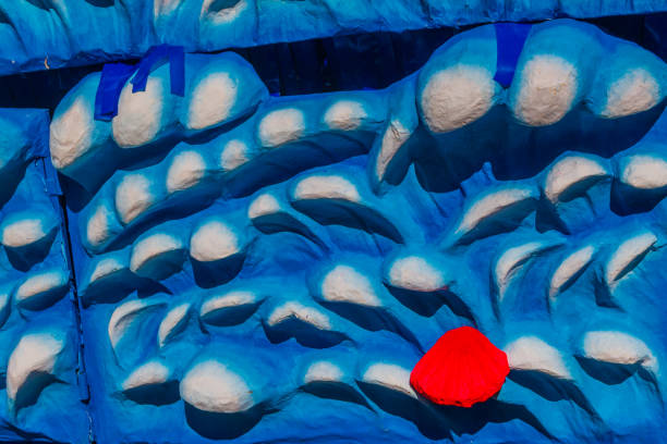 Hamrun, Malta - February 23rd, 2025 - Colorful Illustration Featuring a Bright Shell on a Blue and White Background