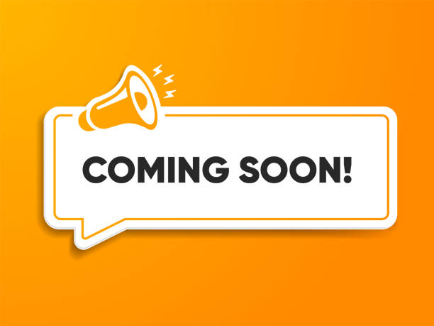 istock Megaphone icon with coming soon speech bubble cartoon style. Banner for business, marketing or advertising. Vector illustration EPS10. Coming soon speech white banner with black frame. 2202537680