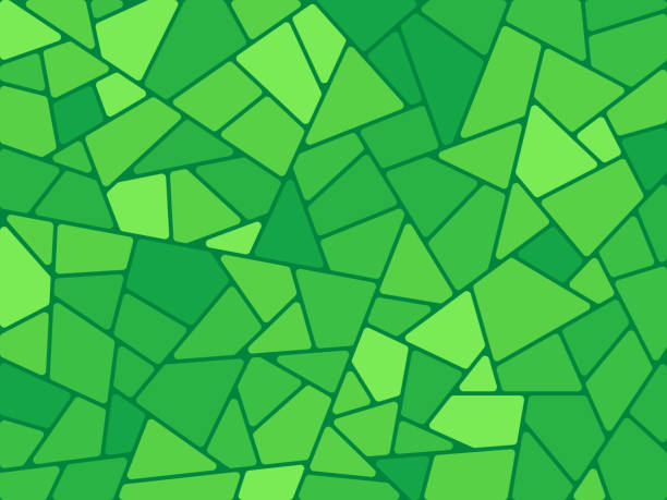 Spring Fields Green Landscape Background Pattern Spring fields growth agriculture farm fields farming background pattern. stain glass pattern stock illustrations